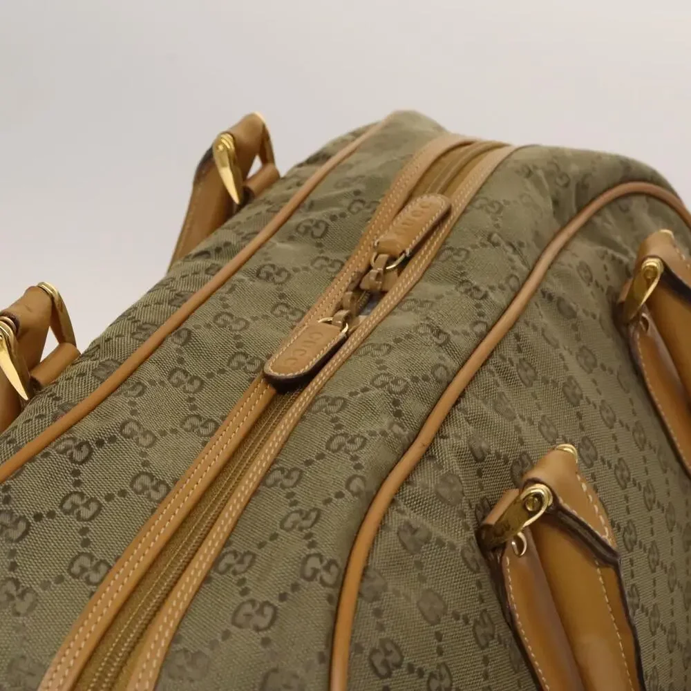 GUCCI GG Canvas Boston Bag Gold Beige